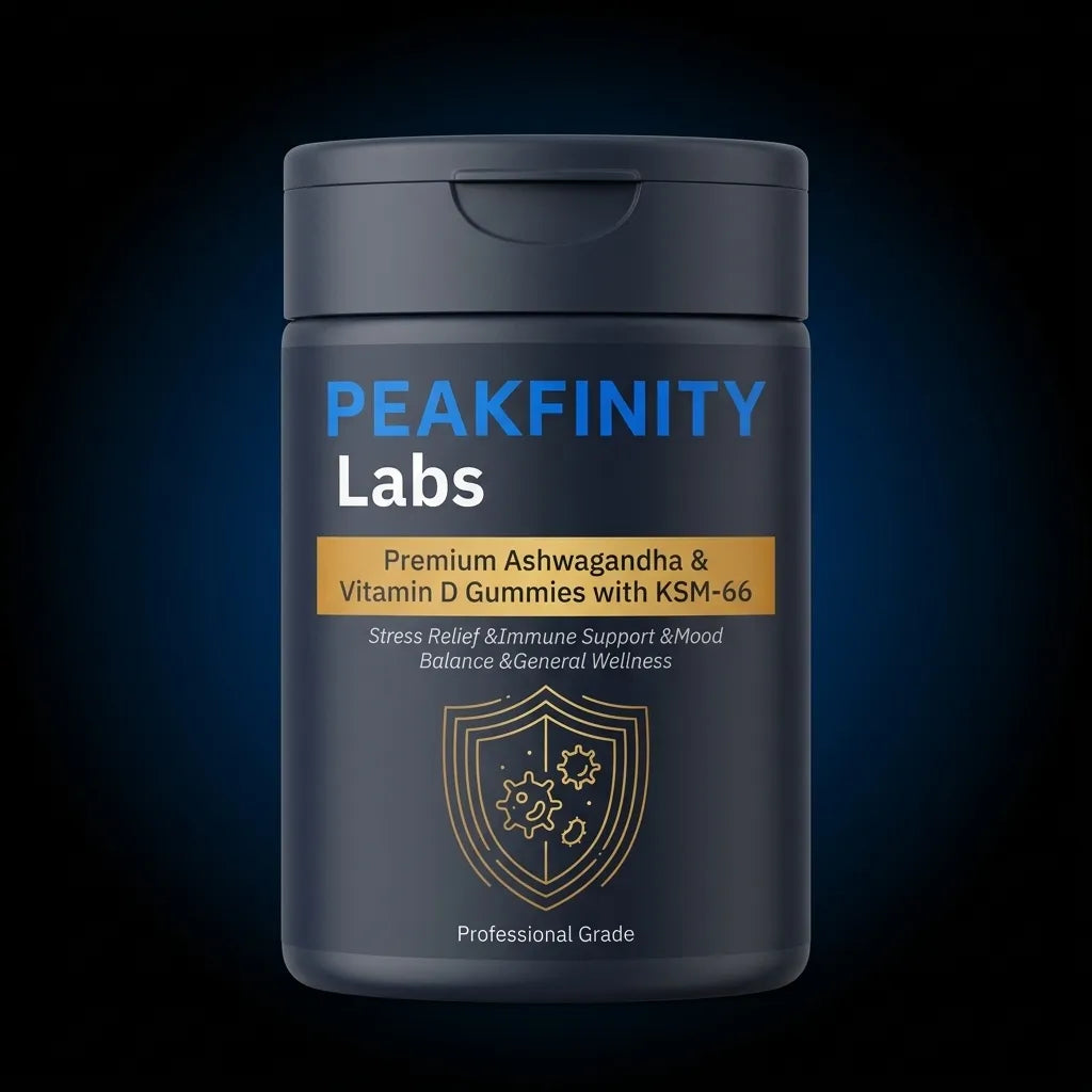 Peakfinity Labs Ashwagandha & Vitamin D Gummies with Elderberry, Mixed Berry