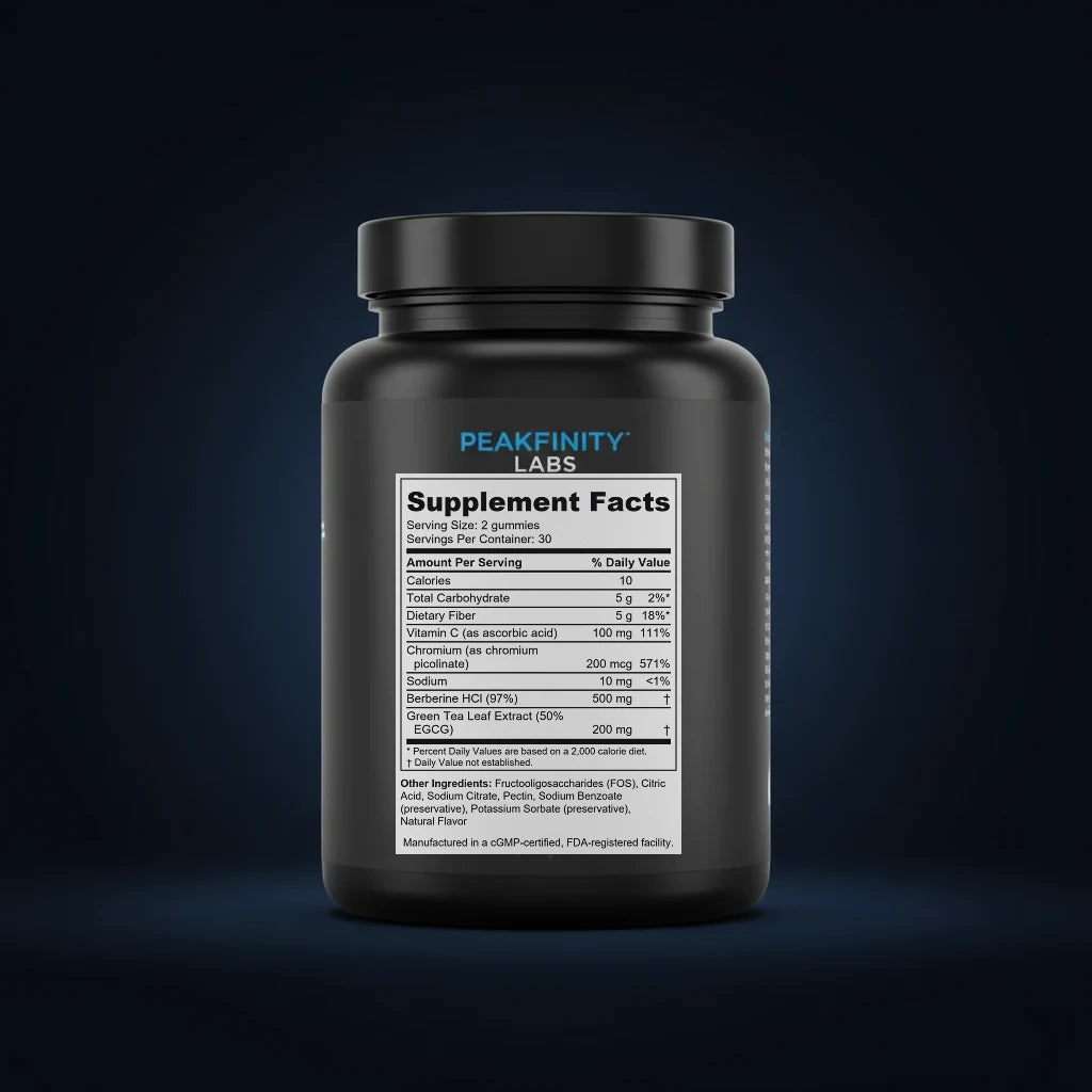 Metabolic Support Gummies with Berberine & Chromium back label