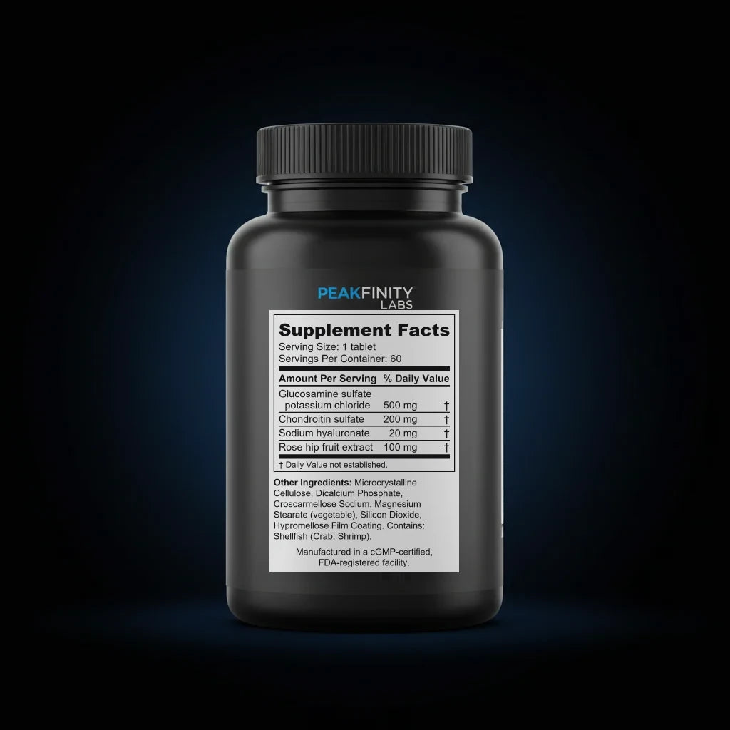 Glucosamine, Chondroitin & Hyaluronic Acid Tablets back label