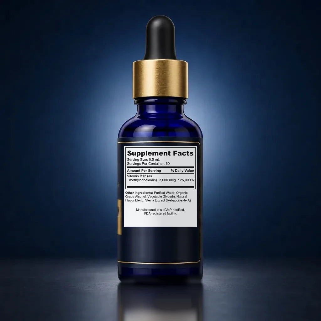 High-Potency Methylcobalamin B12 Liquid Drops - Mixed Berry back label