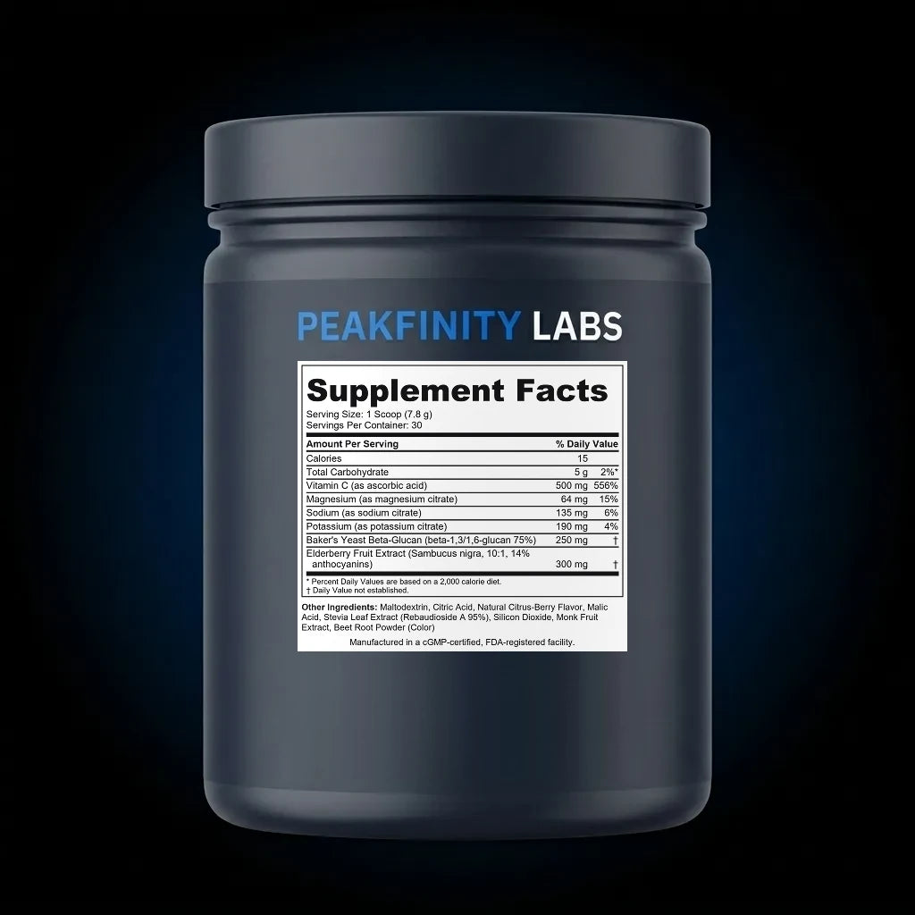 Hydration & Immunity Electrolyte Powder back label