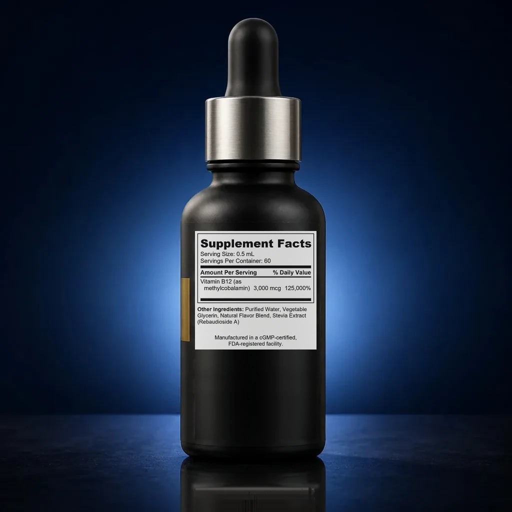 Kids High-Absorption Vitamin B12 Methylcobalamin Drops (Cherry) back label