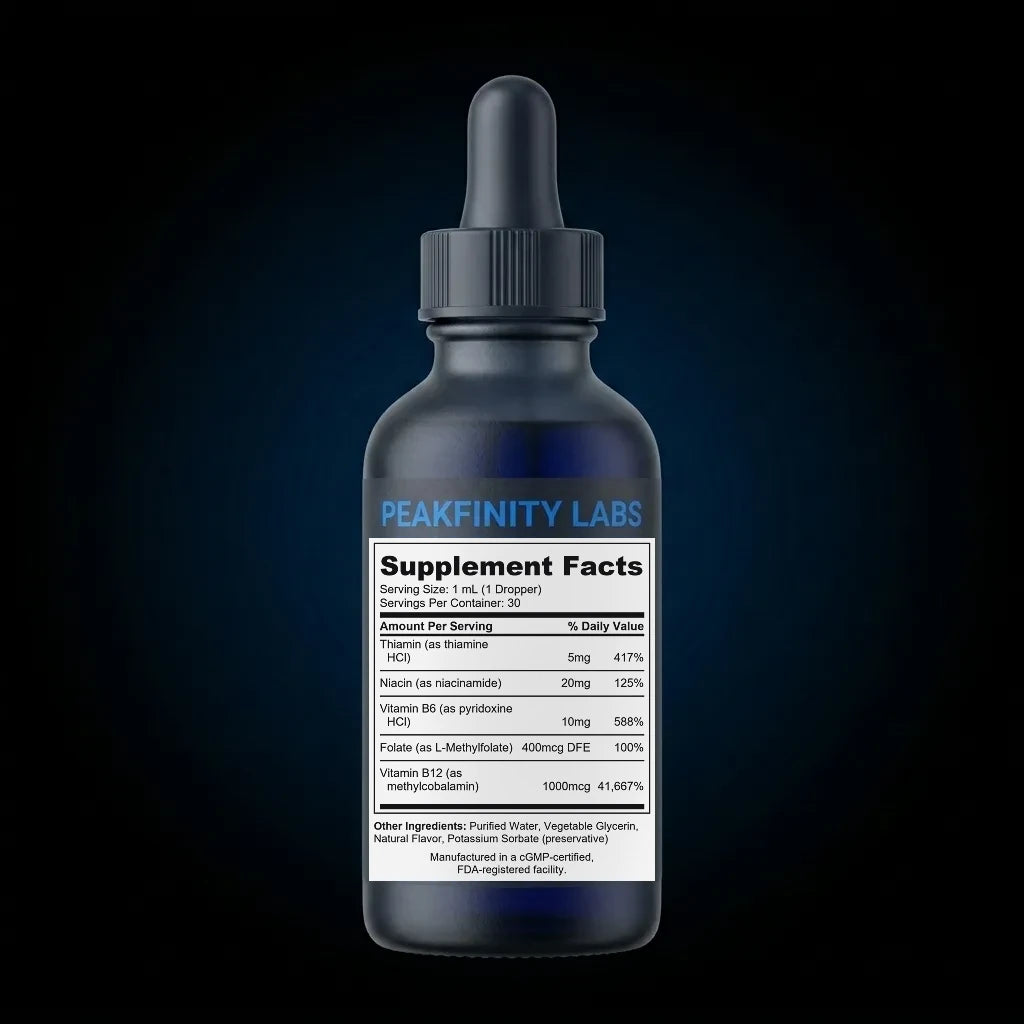 Liquid B12 B-Complex Drops back label