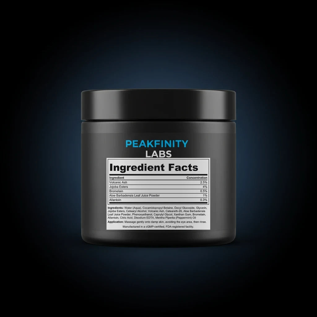 Men's Exfoliating Face Scrub with Volcanic Ash back label
