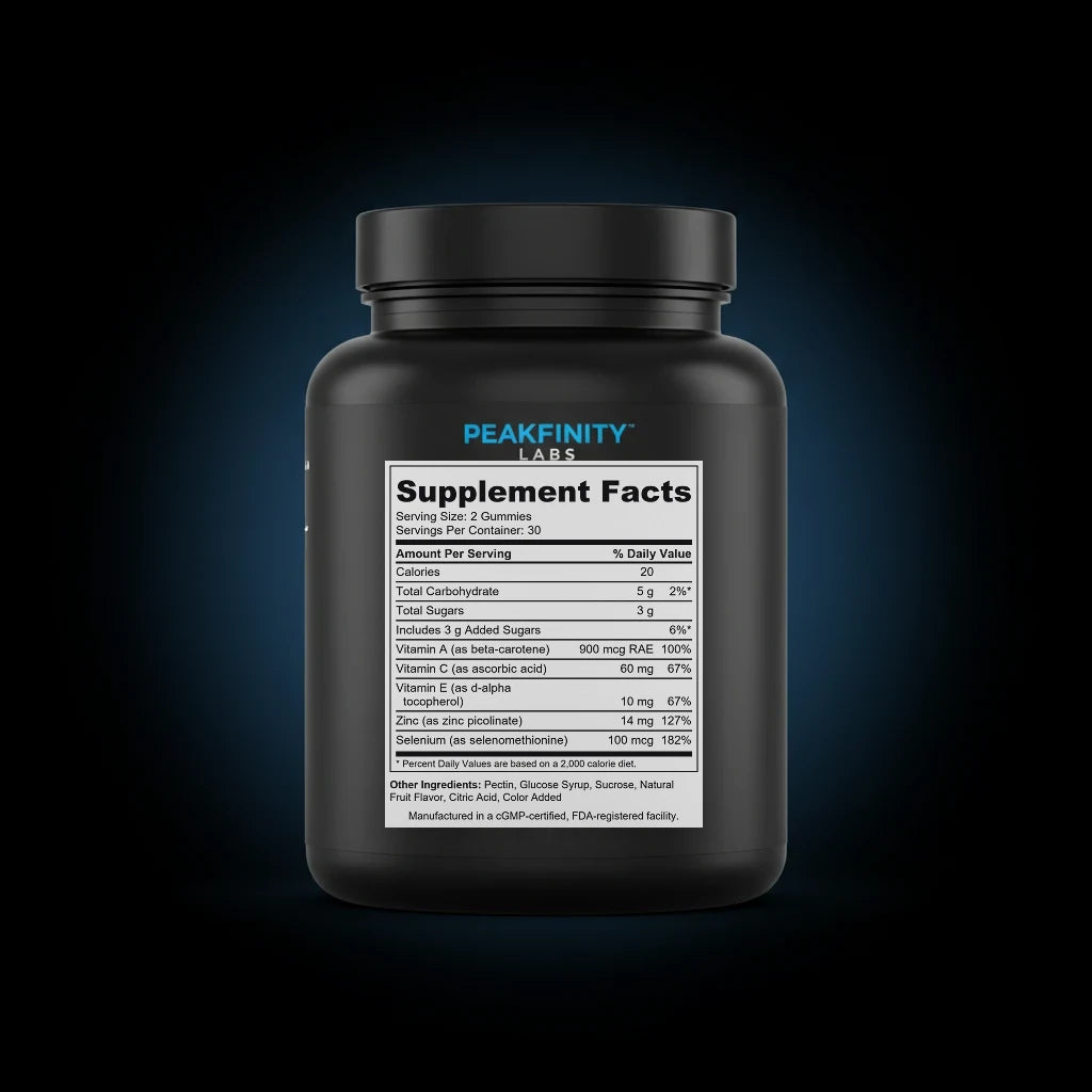 Teen Clear Skin Gummies with Zinc & Vitamin A back label