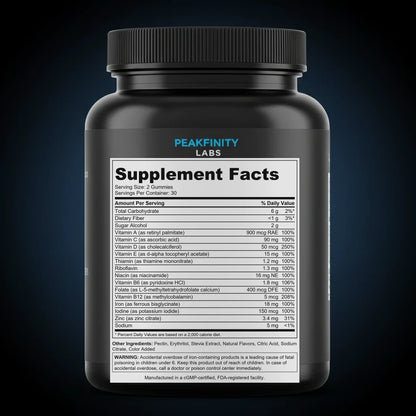 Adult Gummy Multivitamin with Iron - Sugar-Free back label