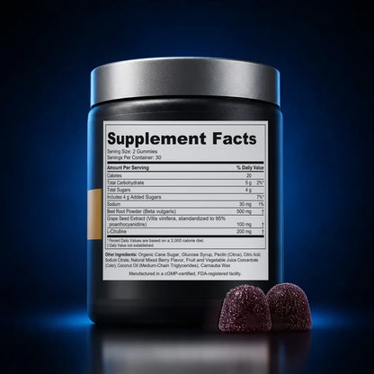 Beet Root & Grape Seed Circulatory Support Gummies back label
