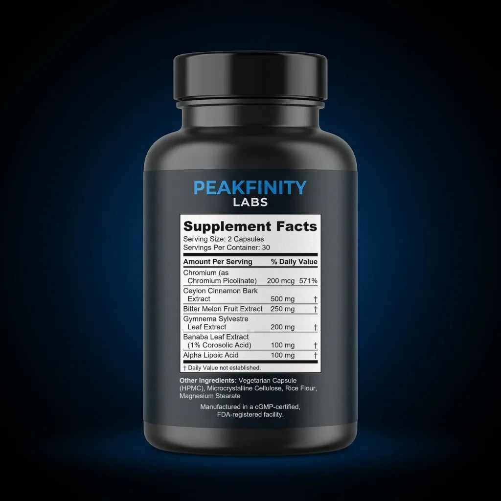 Blood Sugar Support Complex Capsules back label