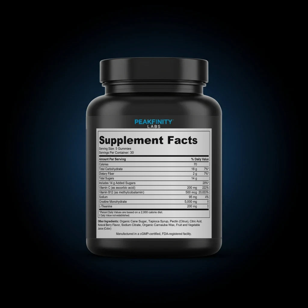 Creatine Cognitive Support Gummies 5g back label
