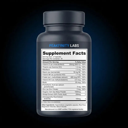 Dynamic Vitality Sea Moss & Shilajit Multivitamin back label