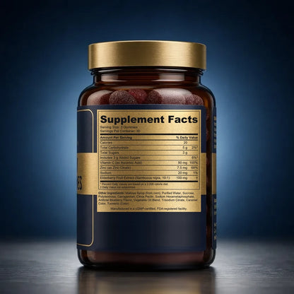 Elderberry Immune Support Gummies with Vitamin C & Zinc back label