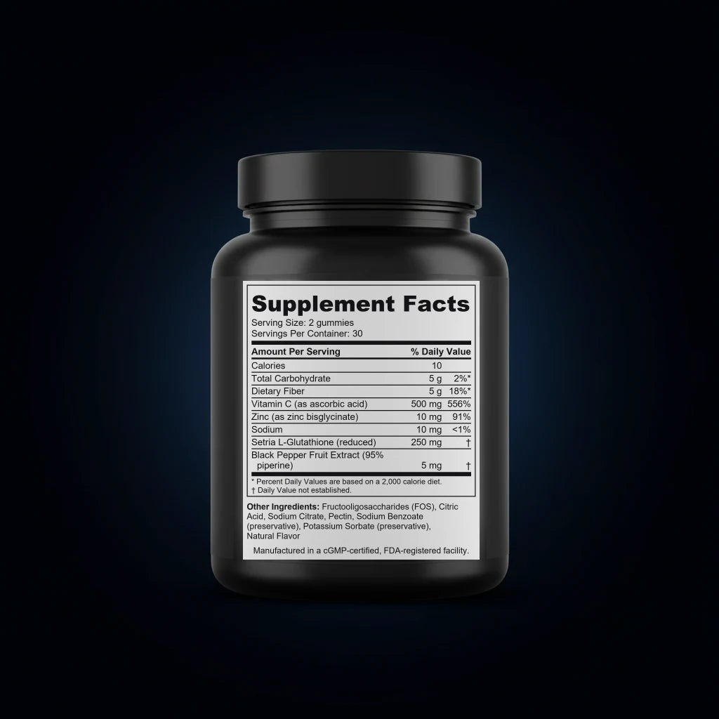 Glow Antioxidant Gummies with Glutathione & Vitamin C back label
