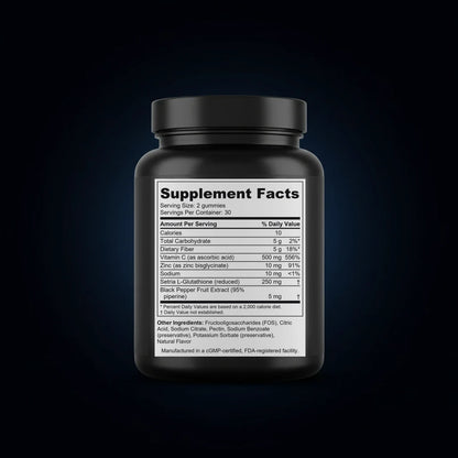 Glow Antioxidant Gummies with Glutathione & Vitamin C back label