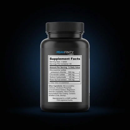 Glucosamine, Chondroitin & Hyaluronic Acid Tablets back label