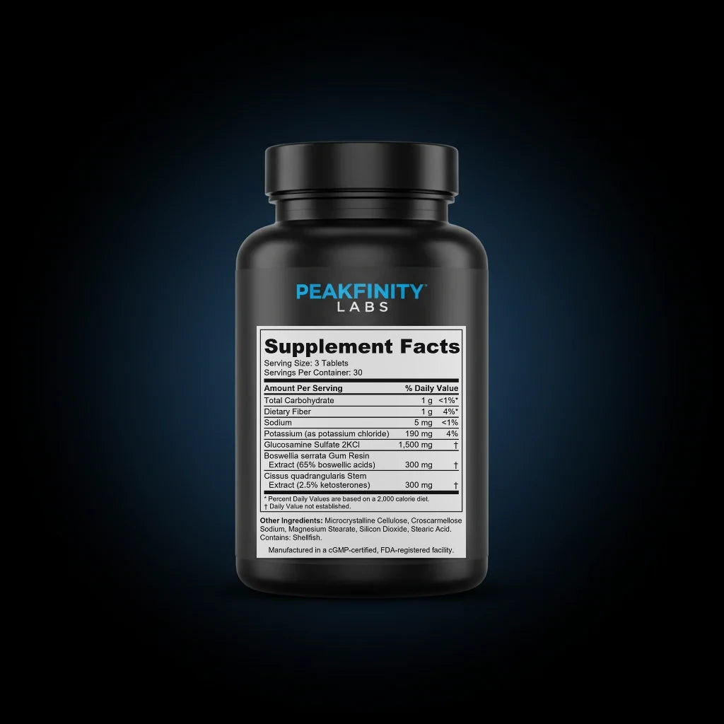 Glucosamine with Boswellia & Cissus Tablets back label