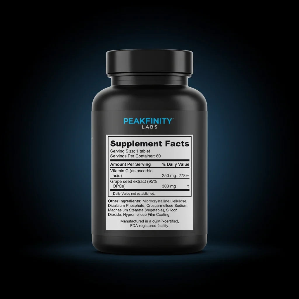Grape Seed Extract & Vitamin C Tablets back label