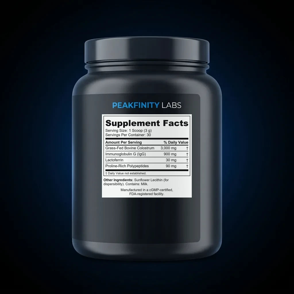 Grass-Fed Bovine Colostrum Gut & Immune Powder back label