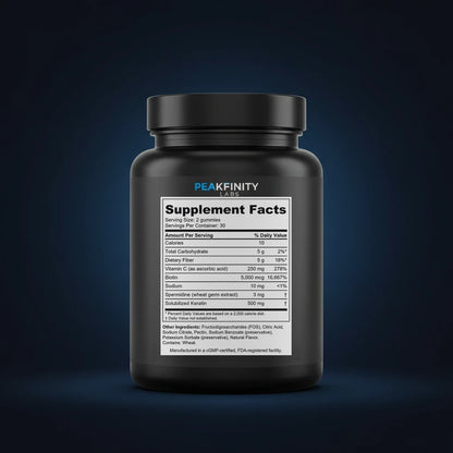 Hair Growth Gummies with Spermidine, Keratin & Biotin back label