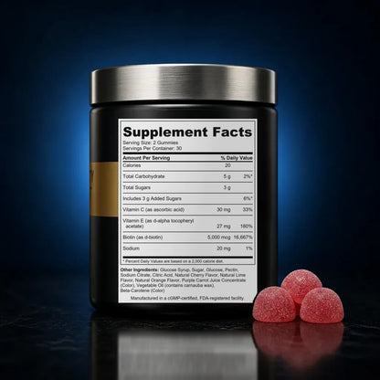 High-Potency Biotin & Antioxidant Beauty Gummies back label
