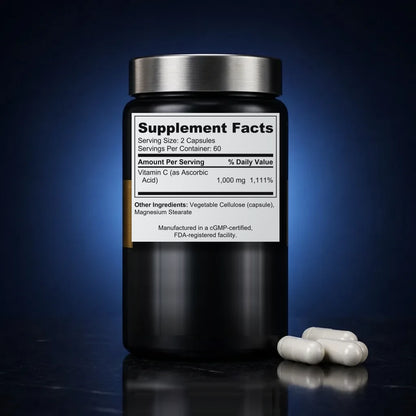 High-Potency Vitamin C 1,000 mg Antioxidant Capsules back label