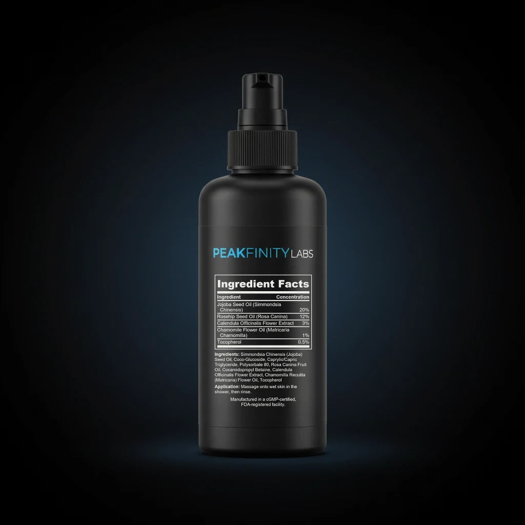 Hydrating Shower Oil with Jojoba & Vitamin E back label