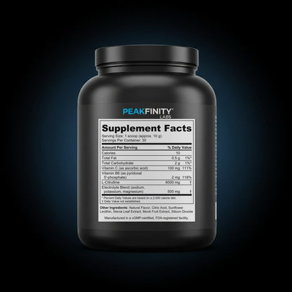 L-Citrulline 6000mg Pump Powder back label