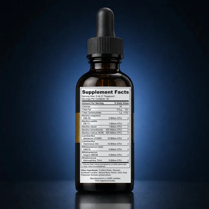 Liposomal 10-Strain Probiotic Liquid for Advanced Gut Health back label