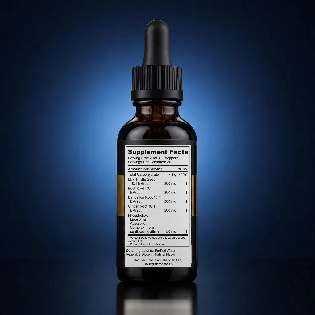 Liposomal Liver Support Complex with Milk Thistle & Beet Root back label