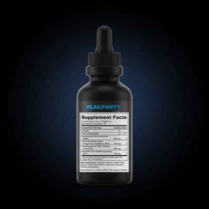 Liposomal NAD+ Precursor Liquid with NMN & Resveratrol back label