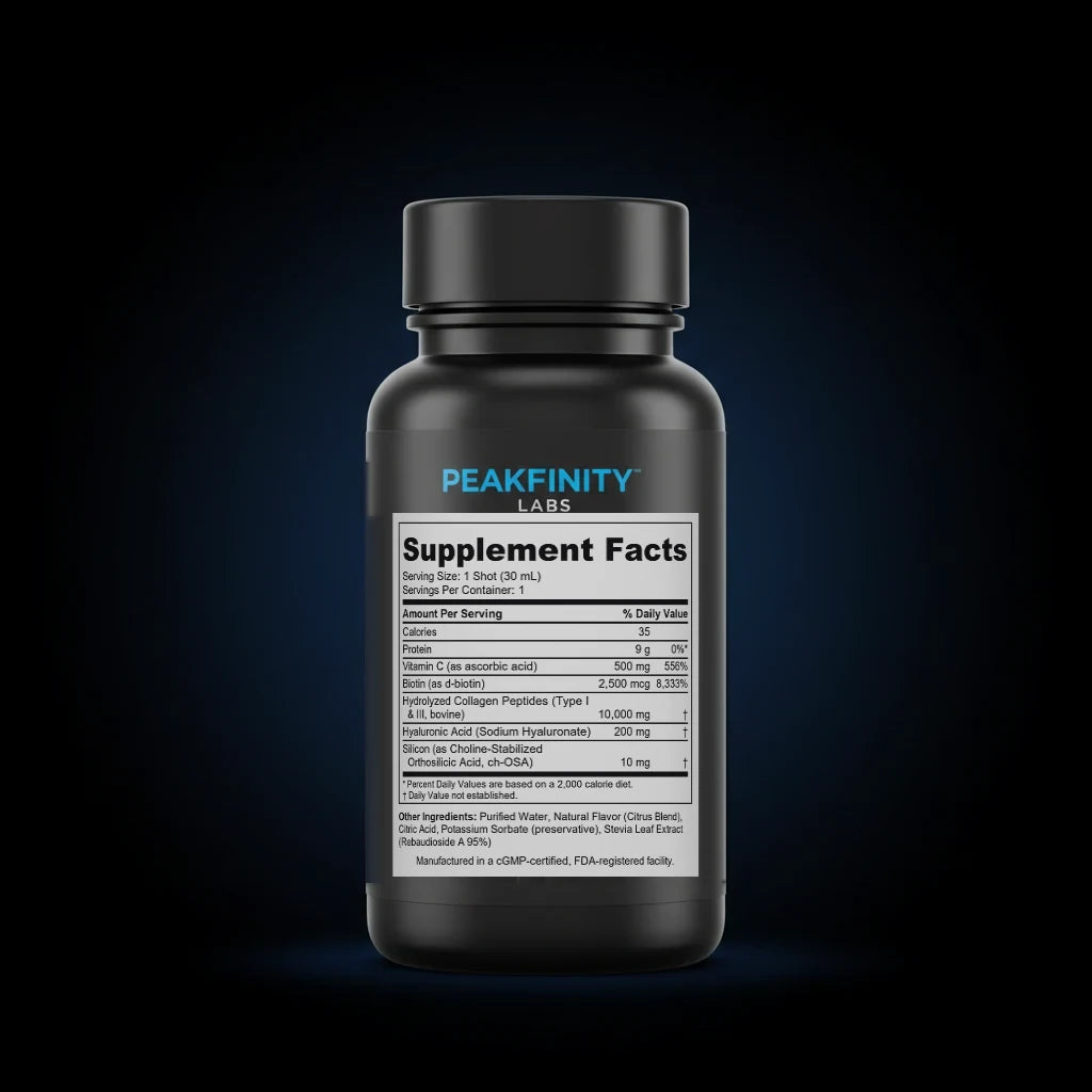 Liquid Collagen Shot with Hyaluronic Acid & Vitamin C back label