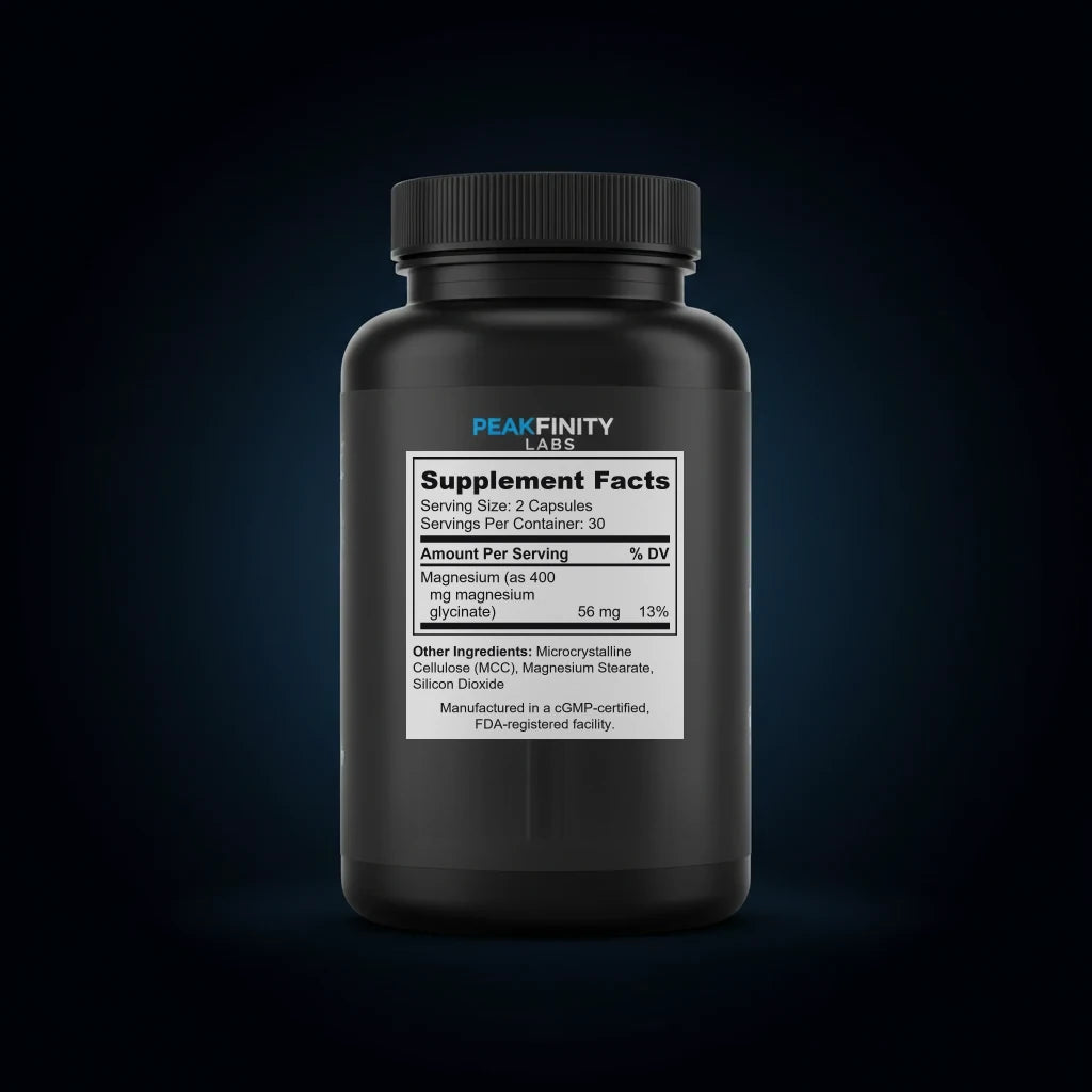 Magnesium Glycinate 400mg Capsules back label