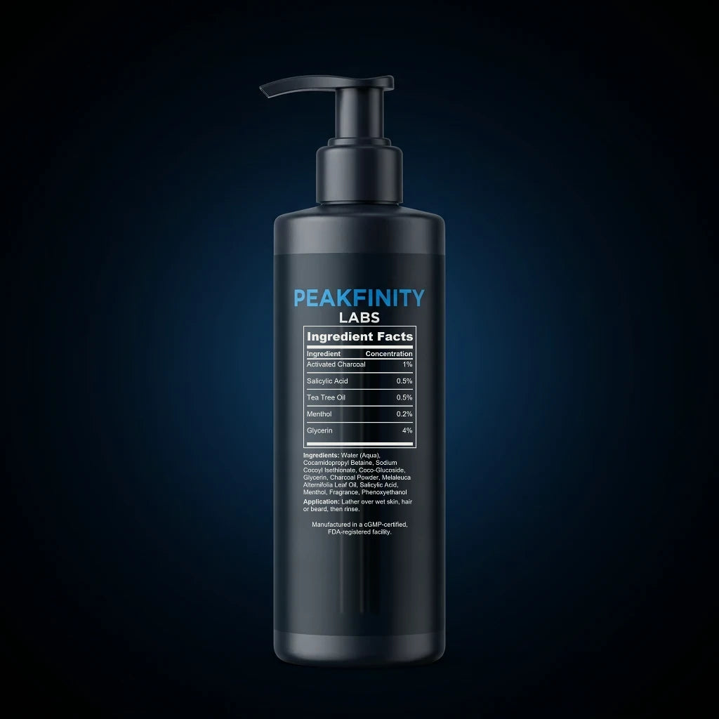 Men's Charcoal Face & Body Wash back label