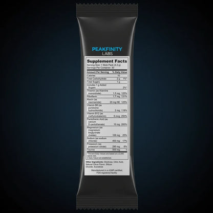 Morning Hydration & B-Vitamin Stick Packs - Citrus back label