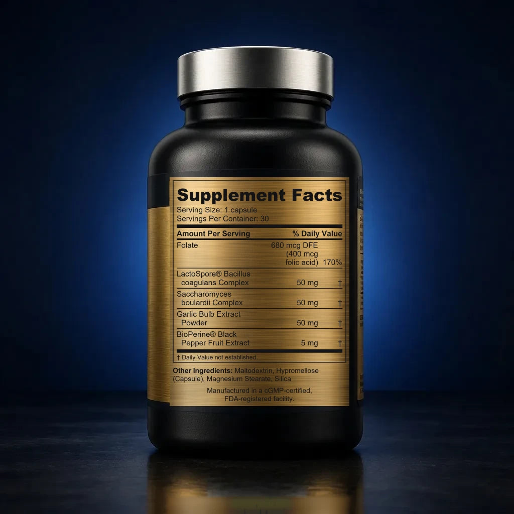 Multi-Strain Probiotic & Botanical Complex Capsules back label