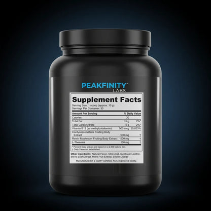 Mushroom Cacao Focus Blend with Cordyceps & Reishi back label