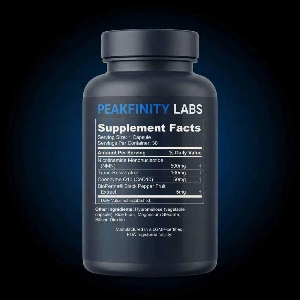 Advanced NAD+ 500mg Complex back label