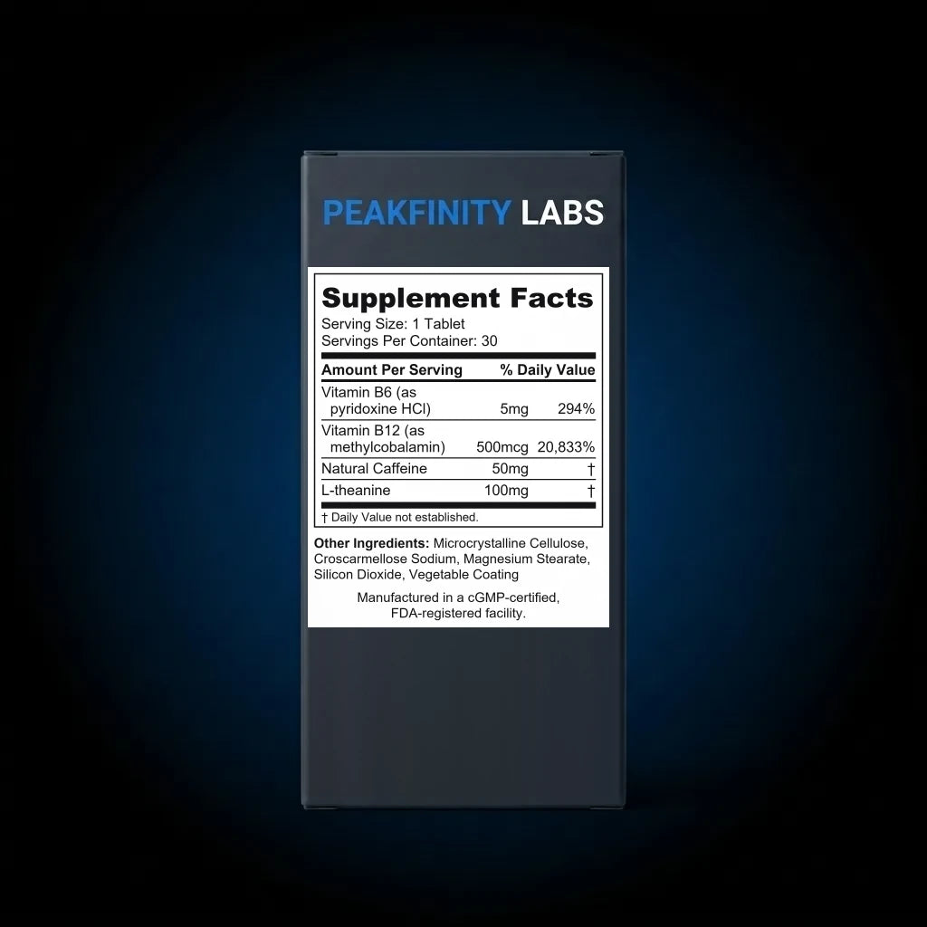 Energy & Focus Mints with Caffeine & B Vitamins back label