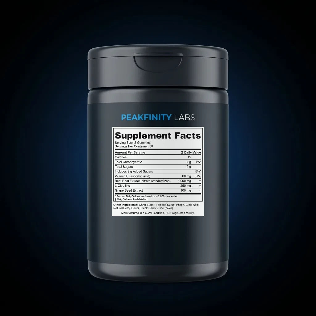 Nitric Oxide Beet Root Gummies back label