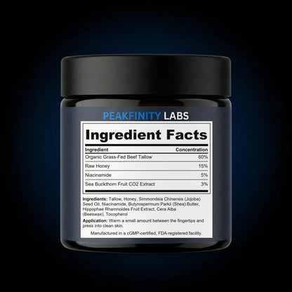 Organic Beef Tallow & Raw Honey Skin Balm back label
