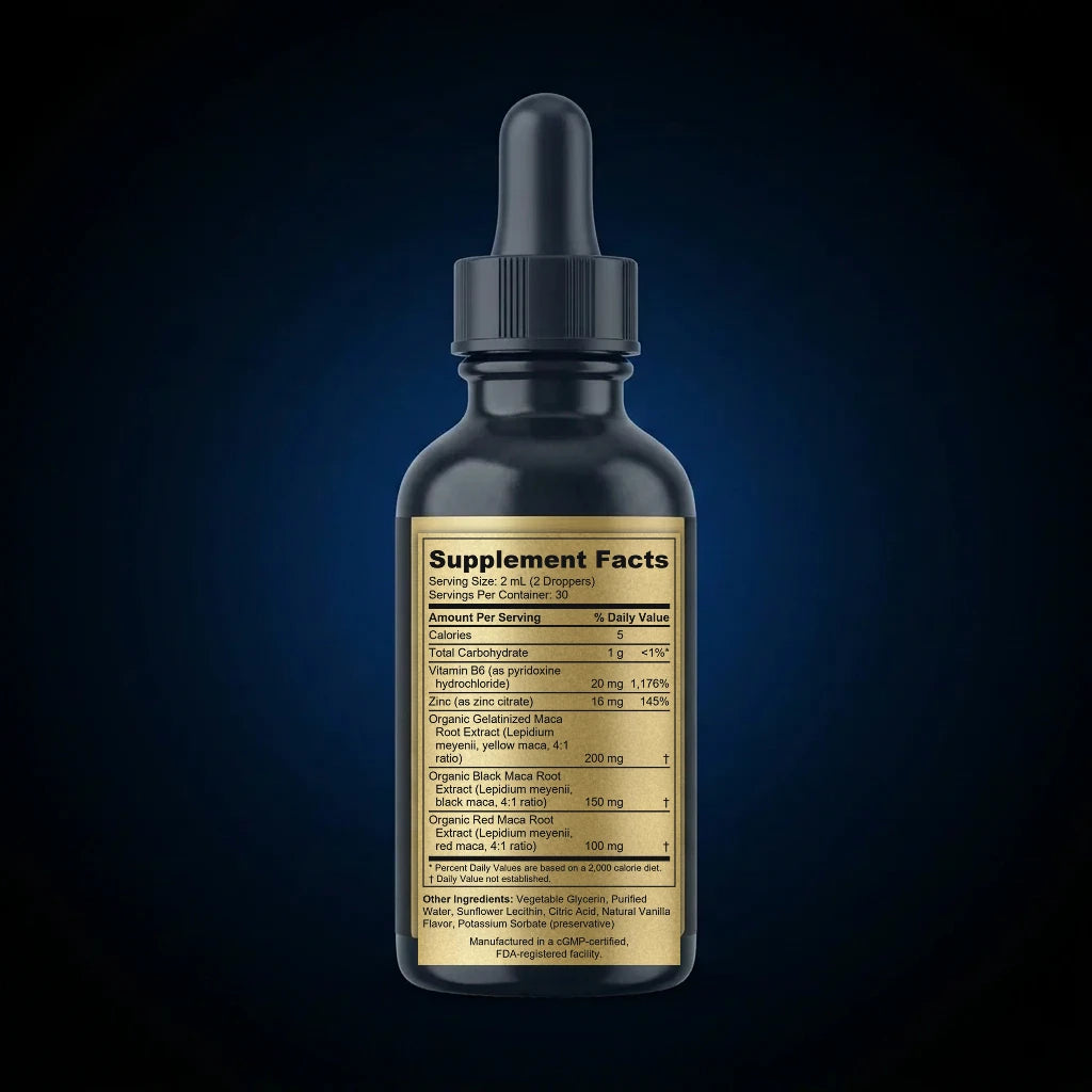 Organic Maca Root Liquid Extract Drops back label