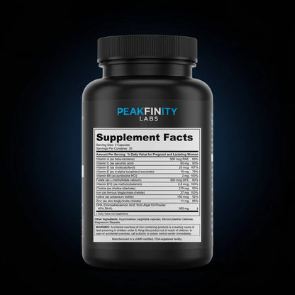 Postnatal Recovery Multivitamin Capsules with Iron & DHA back label