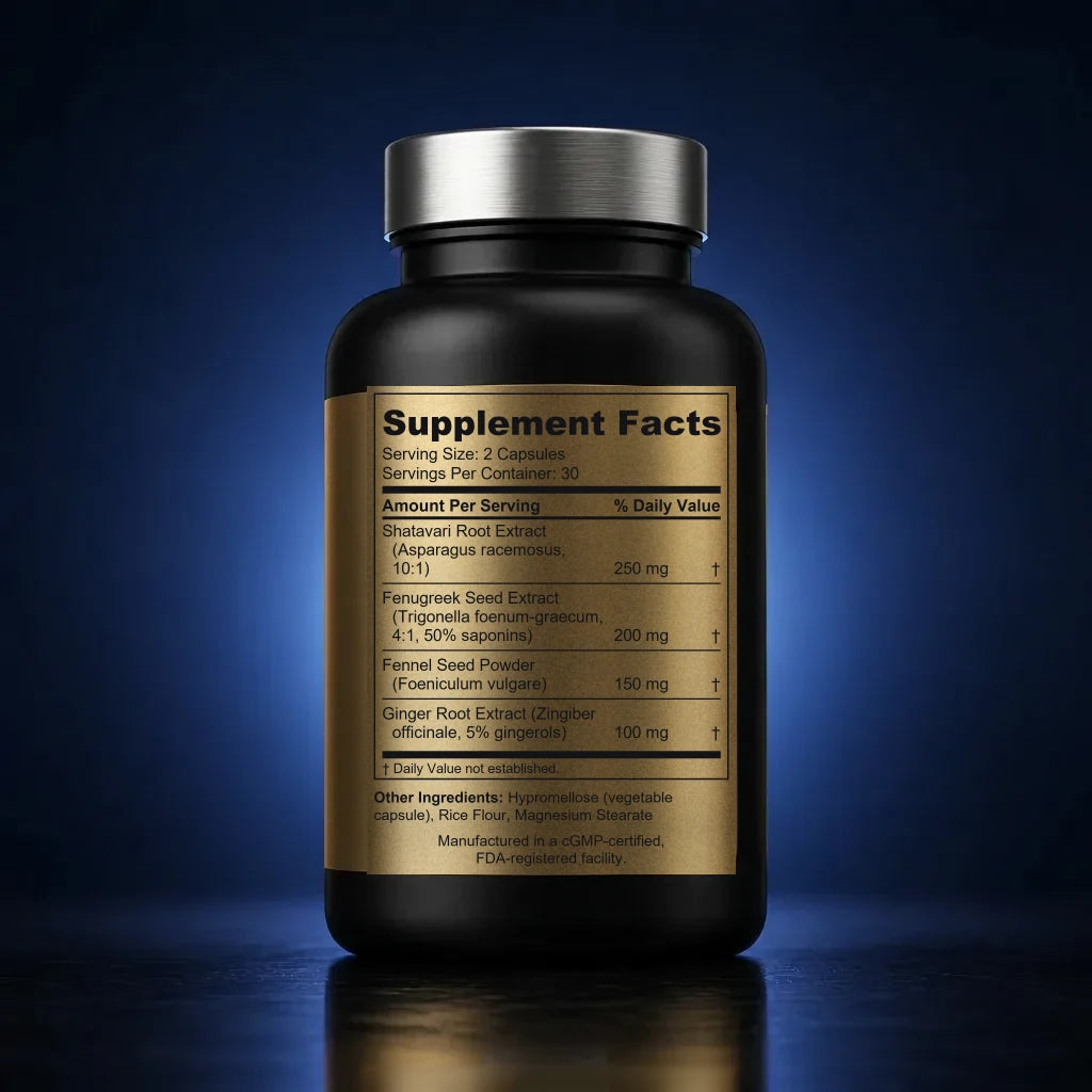 Postpartum Support Capsules with Adaptogenic Herbal Blend back label