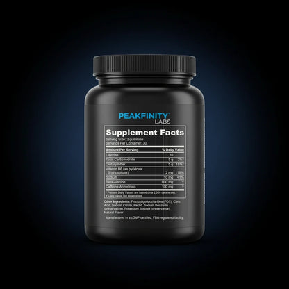 Pre-Workout Energy Gummies with Caffeine & Beta-Alanine back label