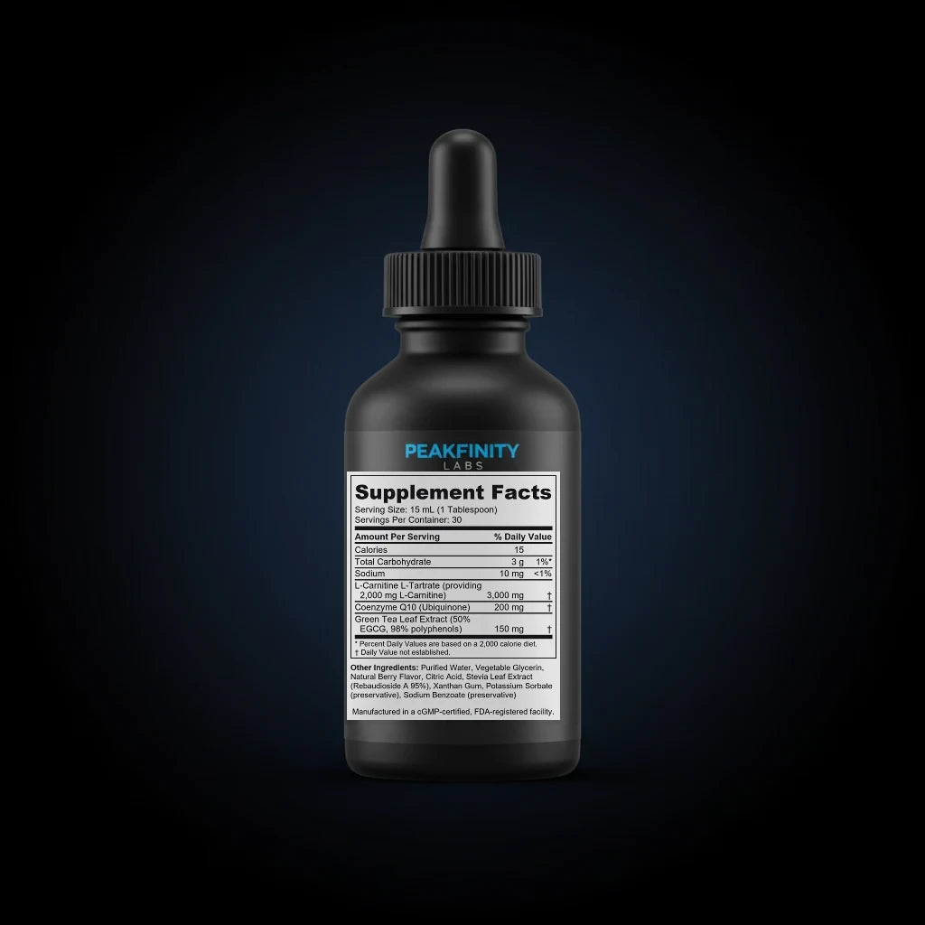 High-Potency L-Carnitine 3000 Liquid Supplement back label