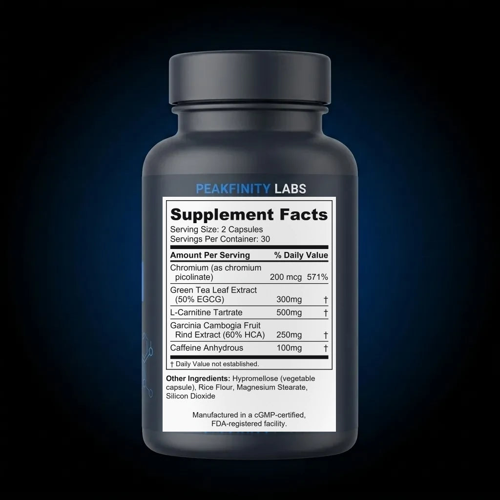 Metabolism & Energy Support Capsules back label