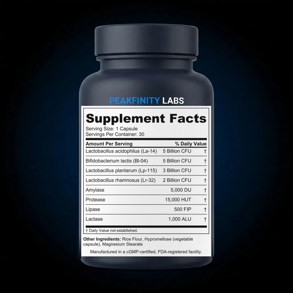 Probiotic & Digestive Enzyme Complex back label