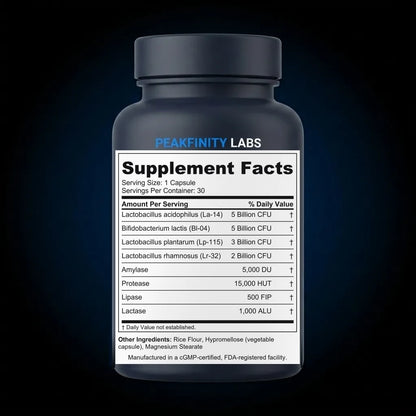 Probiotic & Digestive Enzyme Complex back label