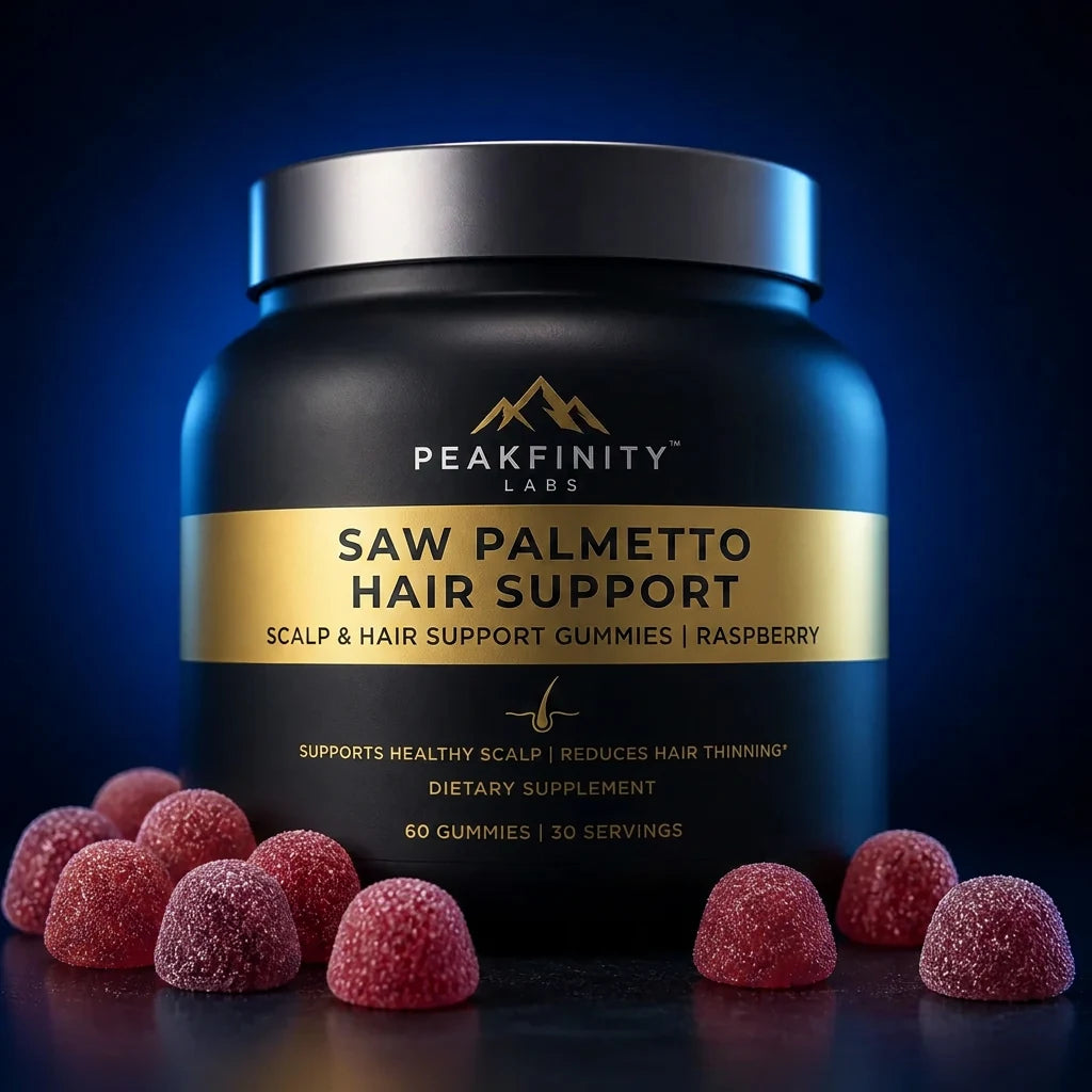 Peakfinity Labs Saw Palmetto Scalp & Hair Support Gummies, Raspberry