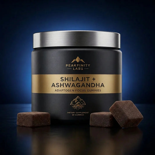 Peakfinity Labs Shilajit & Ashwagandha 30:1 Adaptogen Focus Gummies