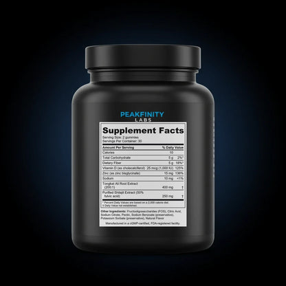 Shilajit & Tongkat Ali Gummies for Men back label
